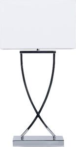 BELIANI Lampada da tavolo base in metallo argentato paralume in tessuto bianco cavo lungo con interruttore moderno minimalista