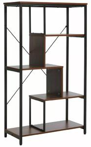 Libreria Net B in legno laminato noce scuro e metallo – 75x35x132 cm
