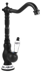 Rubinetto per lavabo, orientabile a 360°, struttura resistente, nero