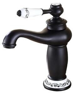 Rubinetto per lavabo, stile vintage europeo, superficie liscia, nero