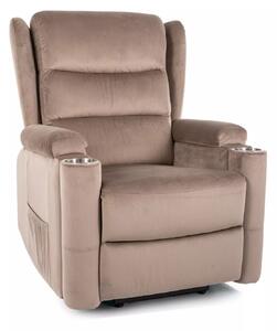 Poltrona reclinabile Minos Velvet – beige scuro