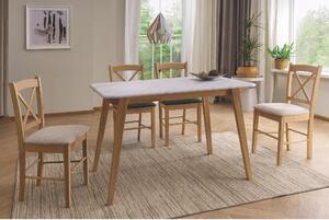 Tavolo Marcus in bianco effetto marmo e rovere – 120x75x76 cm