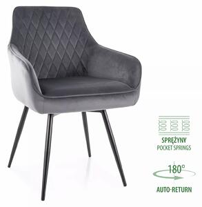 Sedia Marlo Velvet in velluto grigio – 55x45x88 cm