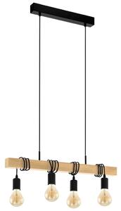 EGLO lampada a sospensione Townshend 4 luci in legno nero e beige