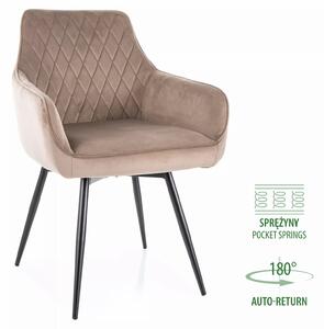 Sedia Marlo Velvet in velluto beige scuro – 55x45x88 cm