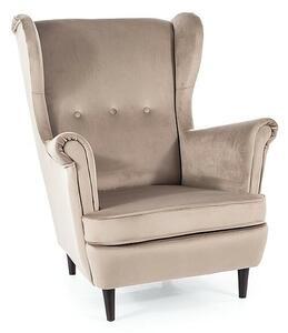 Poltrona Lord Velvet in velluto beige scuro – 82x92x101 cm