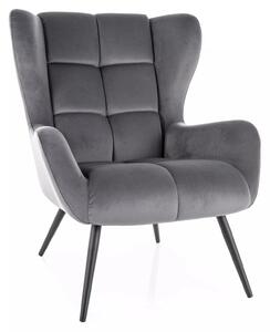 Poltrona Louis Velvet in velluto grigio – 75x87x91 cm