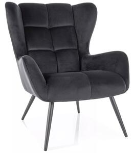 Poltrona Louis Velvet in velluto nero – 75x87x91 cm