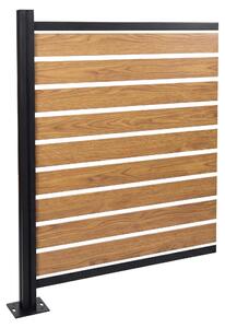 Recinzione per bidoni della spazzatura in alluminio MCW-K57, elemento di ampliamento rivestimento per bidoni della spazzatura, effetto legno espandibile 130x100x6 cm ~ marrone chiaro