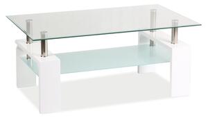 Tavolino da salotto Lisa Basic II in vetro e MDF bianco – 100x60x55 cm