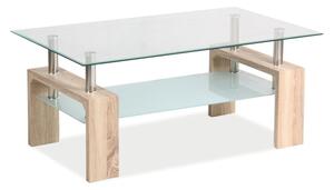 Tavolino da salotto Lisa Basic II in vetro e MDF rovere Sonoma – 100x60x55 cm