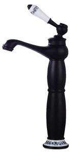 Rubinetto per lavabo, design retrò, bocca alta orientabile, nero, G3/8