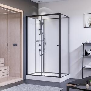 Porta scorrevole per doccia completa Breuer con pannello laterale destro nero opaco vetro trasparente