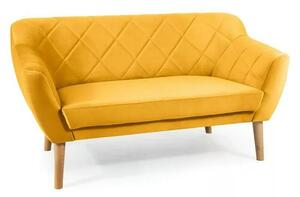 Divano Karo 2 Velvet in velluto giallo curry con gambe in legno naturale – 140x75x76 cm