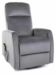 Poltrona reclinabile elettrica Leto Velvet con funzione alzapersona – 68x90/165x107 cm – grigio