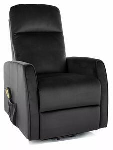 Poltrona reclinabile elettrica Leto Velvet con funzione alzapersona – 68x90/165x107 cm – nero
