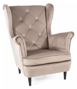 Poltrona Lady Velvet in velluto beige scuro – 82x92x101 cm