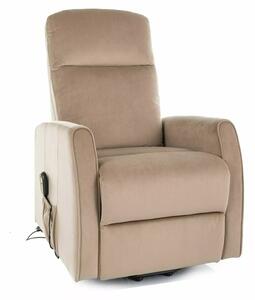 Poltrona reclinabile elettrica Leto Velvet con funzione alzapersona – 68x90/165x107 cm – beige
