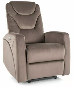 Poltrona reclinabile elettrica Kronos Velvet con USB in velluto cappuccino – 94x79x107 cm
