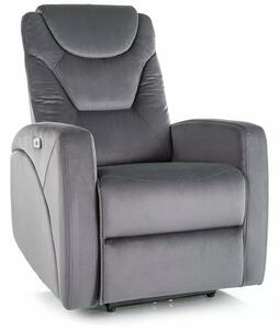 Poltrona reclinabile elettrica Kronos Velvet con USB in velluto grigio – 94x79x107 cm