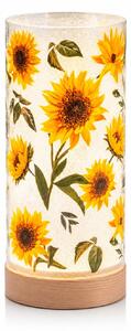 Formano LED Luce decorativa Girasoli Luce d'atmosfera Cilindro in vetro 20 cm Base in legno