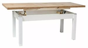 Tavolino trasformabile Kleopatra bianco opaco / rovere Lancelot – 124/164×64×59 cm