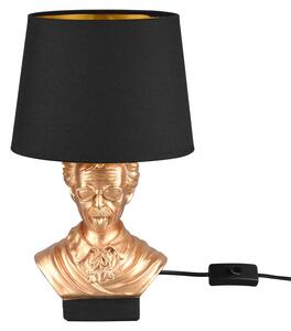 Lampada da tavolo, Vetroceramica, dorata, tessuto, nera, altezza 36 cm