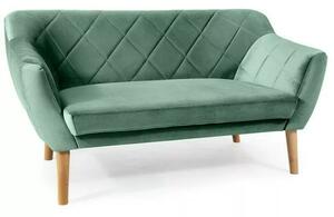 Divano Karo 2 Velvet in velluto verde con gambe in legno naturale – 140x75x76 cm