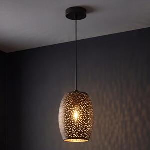 Lampada a sospensione per tavolo da pranzo, nero e oro, E27, Ø 15 cm, regolabile in altezza, in metallo, lampada a sospensione per cucina