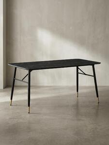 Tavolo da pranzo 140x80x76 cm Tavolo da pranzo nero effetto marmo moderno, tavolo da cucina piccolo, tavolo da pranzo rettangolare, tavolo da pranzo con gambe in metallo