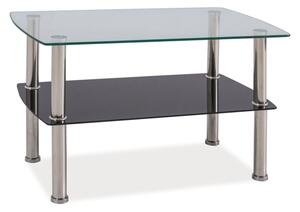 Tavolino Irene in vetro temperato e metallo cromato – 75x45x45 cm