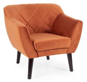 Poltrona Karo 1 Velvet in velluto color cannella con gambe color wengé – 78x75x76 cm