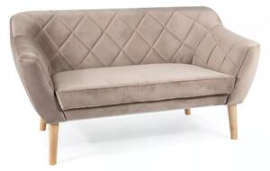 Divano Karo 2 Velvet in velluto beige scuro con gambe in legno naturale – 140x75x76 cm