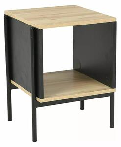 Tavolino Karina B in MDF rovere e metallo nero – 40x40x51 cm
