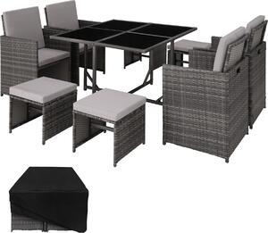 Tectake® Gruppo di sedute in rattan Bilbao per 4-8 persone