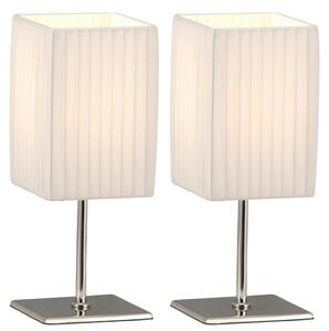 Set di 2 lampade da tavolo a LED, tessuto bianco, cromo, H 26 cm