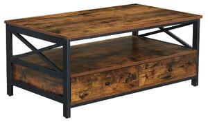 Tavolino Da Salotto - Leobert - Marrone Rustico/Nero - 100 X 55 X 47 Cm