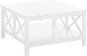 BELIANI Tavolino in MDF bianco - piano 80 x 80 cm Doppio rinforzo a X Tavolino laccato Piano quadrato Boho