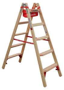 Scaletta in legno Euroline con gradini comfort e vaschetta porta attrezzi 2x5 gradini