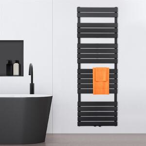 VILSTEIN radiatore da bagno, radiatore da bagno, radiatore per asciugamani attacco laterale e attacco centrale, radiatore da bagno a pannello piatto, radiatore per asciugamani a pannello, nero, 1100W, 180x60 cm