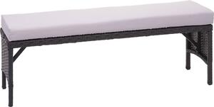 Panchina in polyrattan MCW-G16, panchina da giardino in rattan, settore della ristorazione 112 cm ~ nera, cuscino grigio chiaro