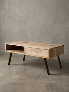 Tavolino Garda, stile rustico country, legno massiccio di mango e metallo. 95x50x42 cm | Kadima Design