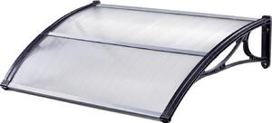 Tettoia per porta d'ingresso 120 x 75 cm Pannello alveolare Listello terminale in alluminio nero Tettoia per porta d'ingresso Tettoia a una falda