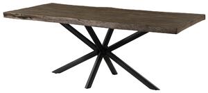 MASSIVMOEBEL24 | Tavolo da pranzo in legno di mango 200x100x76 laccato grigio / gambe incrociate antracite matt FREEFORM 5