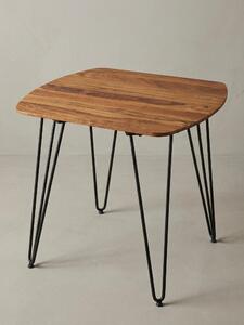 Tavolo da pranzo in legno massiccio, design moderno, angoli arrotondati, sheesham. 80x80x76 cm | Kadima Design