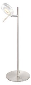 Lampada da tavolo a LED, finitura nichel opaco, diffusore in acrilico trasparente, con interruttore. Include 1 lampada LED da 5W, 10-5V. Modello Globo 56190-1T