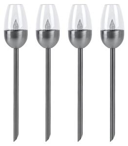 4x Luce esterna a LED, lampada solare, metallo, nero, H 38 cm