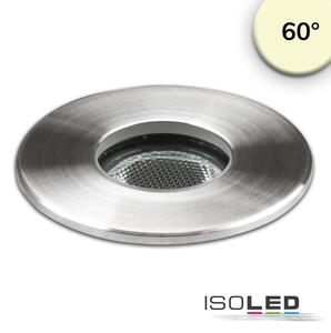 Faretto da incasso a LED, acciaio inox, 2W, 60°, IP67, 12V AC/DC, bianco caldo