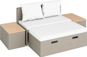 Set da salotto Set di mobili da giardino Bostonia 4 pezzi in polyrattan marrone chiaro