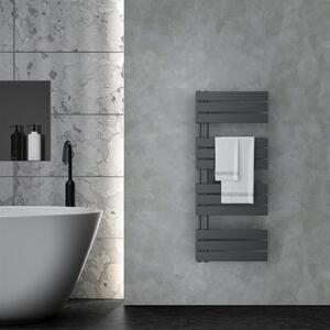 VILSTEIN radiatore elettrico per bagno, radiatore per asciugamani aperto lateralmente, asciugatore per bagno, radiatore a parete, scaldasalviette per bagno, radiatore per asciugamani, nero, 120x50 cm